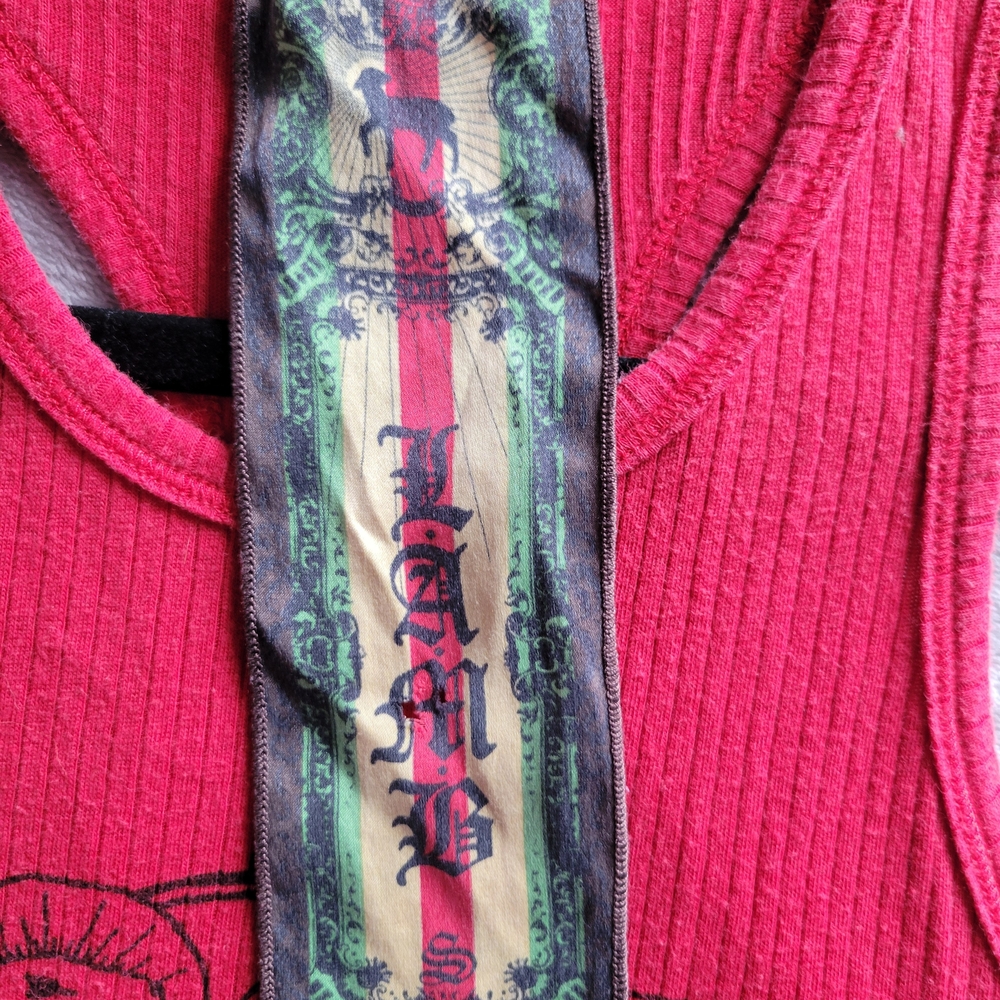 L.A.M.B. Red Ribbed Graphic Tank Top - Picture 3 of 3